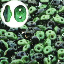 Superduo Duets 10 grams Black/White Green Lustre 03849 14459