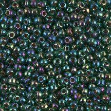 10 grams Size 8 Miyuki Seed Beads Fuchsia Lined Emerald AB 344