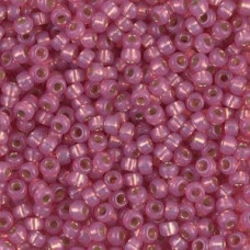 10 grams Size 8 Miyuki Seed Beads Dyed Silver Lined Dark Pink Alabaster 645