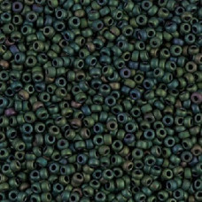 10 grams Size 11 Miyuki Seed Beads Mat Met Dark Green Iris 92066
