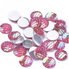 12mm Mermaid Scale Cabochon Pink