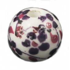 Handmade Porcelain Beads - 12mm Purple Floral