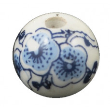 Handmade Porcelain Beads - 12mm Blue Large Flower Bead