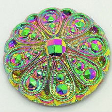 22.5mm Engraved Glass Filigree Floral Jet Electra