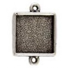 13mm .999 A Silver Plated Patera Double Loop Square Bezel 2 pack