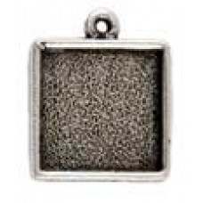 13mm .999 A Silver Plated Patera Single Loop Square Bezel 2 pack