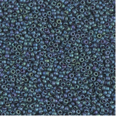 10 grams Size 15 Miyuki Seed Beads Mat Metallic Blue Green 92064