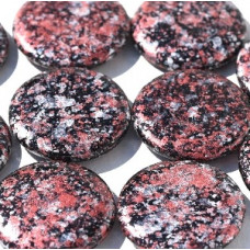 2 pack 14mm Extra Low Cabochon Jet Red Splash 23980 45705