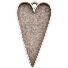 27x51mm .999 A Silver Plated Patera Heart Bezel
