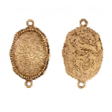 15x18mm 24K Gold Plated Patera Ornate Double Oval Bezel 2 pack