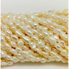 33cm Strand 3x5mm Rice Baroque Pearls White