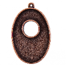 25x38mm Copper Plated Patera Single Loop Toggle Oval Bezel
