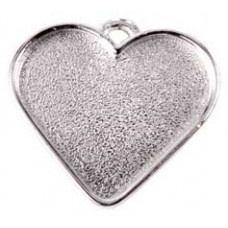 32x27mm .999 S Silver Plated Patera Heart Bezel