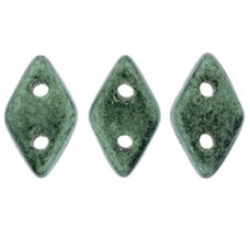 10g CzechMates 2 Hole Diamonds Metallic Suede - Green 79051