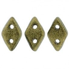 10g CzechMates 2 Hole Diamonds Metallic Suede - Gold 79080