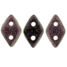 10g CzechMates 2 Hole Diamonds Polychrome - Pink Olive 94106