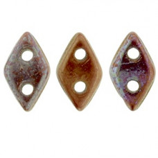 10g CzechMates 2 Hole Diamonds Bronze Lustre Iris Op Red R14415