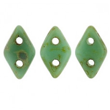 10g CzechMates 2 Hole Diamonds Opaque Turquoise Picasso T6313