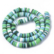6mm Polymer Heishi Beads Green Mix
