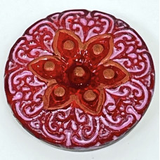 18mm Czech Arabian Star Cabochon Pink with Red and Copper C234