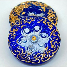 18mm Czech Arabian Star Cabochon Cobalt with Gold Accents C112