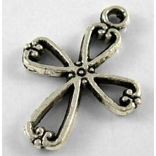 22.5mm Antique Silver Cross Number 2 Charm Lead and Nickel Free