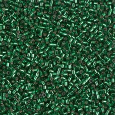 5 grams Size 15 Miyuki Delica Silver Lined Green DBS148