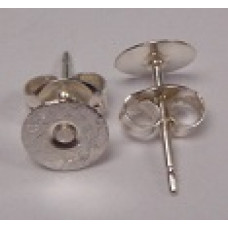 6mm Sterling Silver Flat Pad and Post 5 pairs