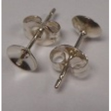 Sterling Silver 5mm Cup and Post with Peg 2 pair