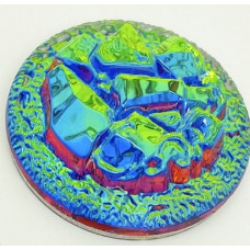 27mm Engraved Glass Geode Crystal Green Sphinx
