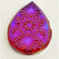 18x13mm Engraved Glass Kaleidoscope Scarlet Glacier Blue