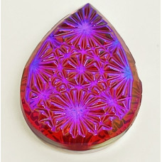 18x13mm Engraved Glass Kaleidoscope Scarlet Glacier Blue