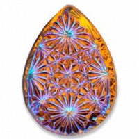 18x13mm Engraved Glass Kaleidoscope Topaz Glacier Blue