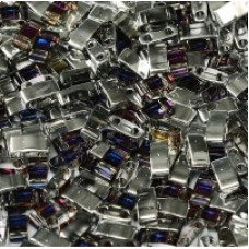 5 grams 5mm 2 hole Half Tila Beads Crystal Heliotrope TLH4554