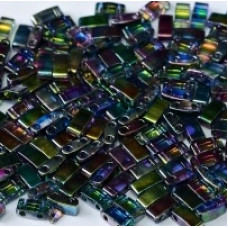 5 grams 5mm 2 hole Half Tila Beads Crystal Magic Blue TLH4572
