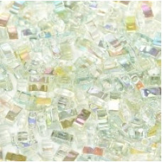 5 grams 5mm 2 hole Half Tila Beads Crystal Green Rainbow TLH4577