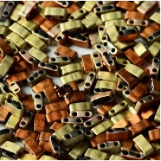 5 grams 5mm 2 hole Half Tila Beads Calif Gold Rush Matte TLH55046