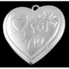 29mm Silver Colour Heart Locket 2 Lead and Nickel Free
