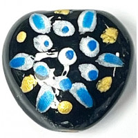 17mm Indian Painted Heart Dark Blue