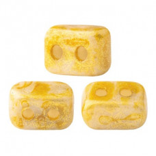 10 grams Ios 2 hole beads Opaque Beige Spotted 02010 65322