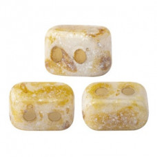 10 grams Ios 2 hole beads Opaque Ivory Spotted 02010 65321