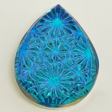 18x13mm Engraved Glass Kaleidoscope Aqua Glacier Blue