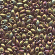 10g Miyuki Long Magatama Matte Metallic Khaki Iris LMA2035
