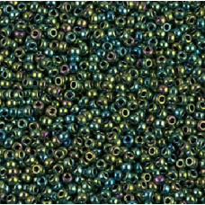10 grams Size 11 Miyuki Seed Beads Metallic Green Iris 9468
