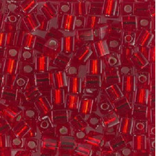 10 grams 3mm Miyuki Squares Silver Lined Ruby 11 10 grams 3mm Miyuki Squares Silver Lined Ruby 11