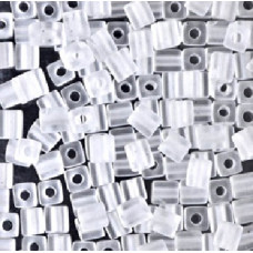 10 grams 4mm Miyuki Squares Matte Crystal 131F