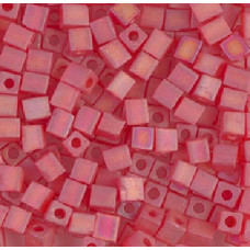 10 grams 4mm Miyuki Squares Matte Transparent Light Red AB 140FR