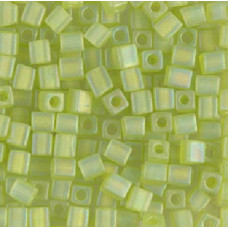 10 grams 4mm Miyuki Squares Matte Transparent Chartreuse AB 143FR