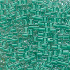 10 grams 4mm Miyuki Squares Dark Mint Green Lined Crystal 219