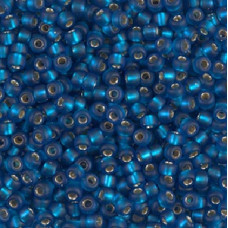 10 grams Size 8 Miyuki Seed Beads Frosted Silver Lined Capri Blue 25F